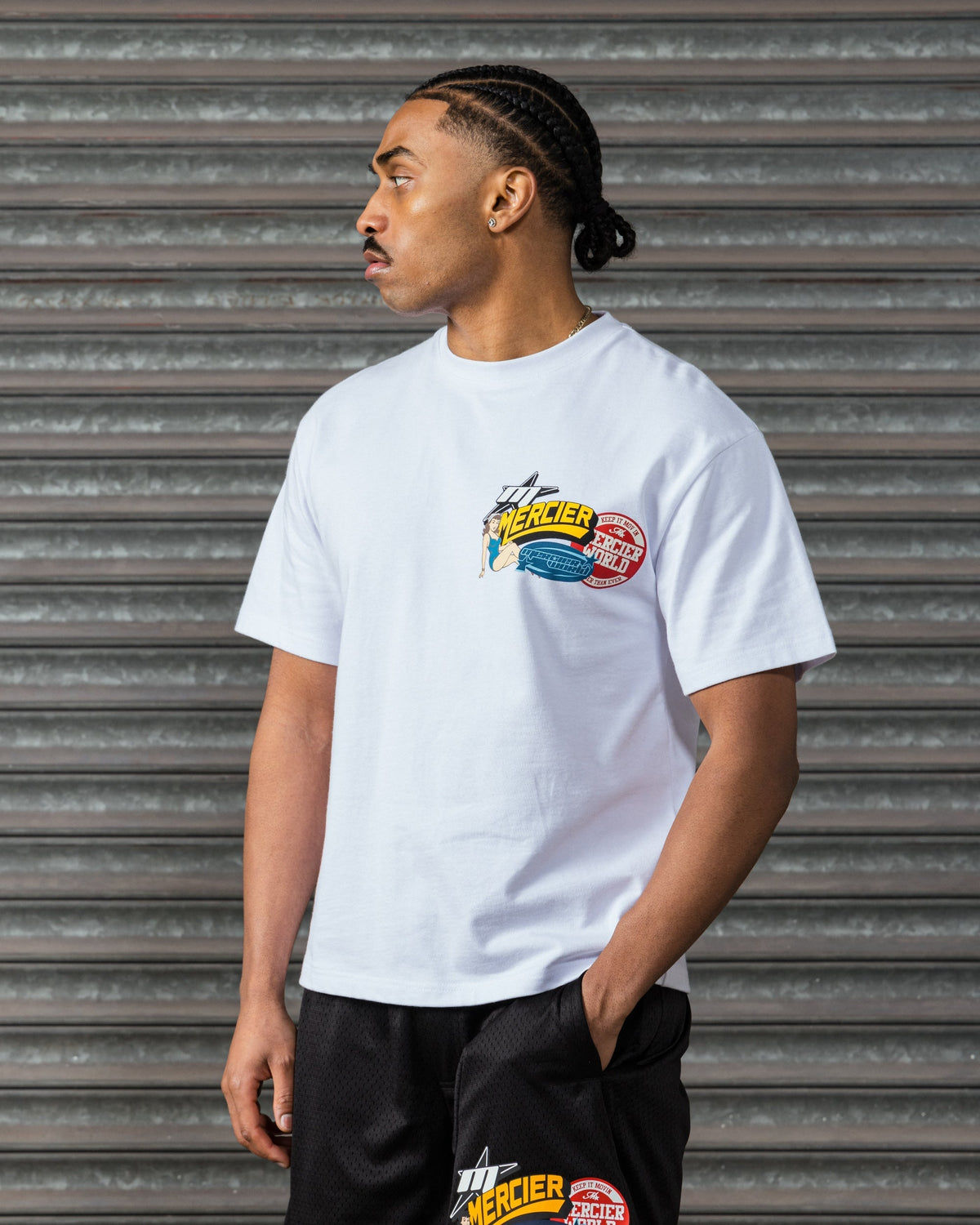 Mercier white Pin Up badge t-shirt