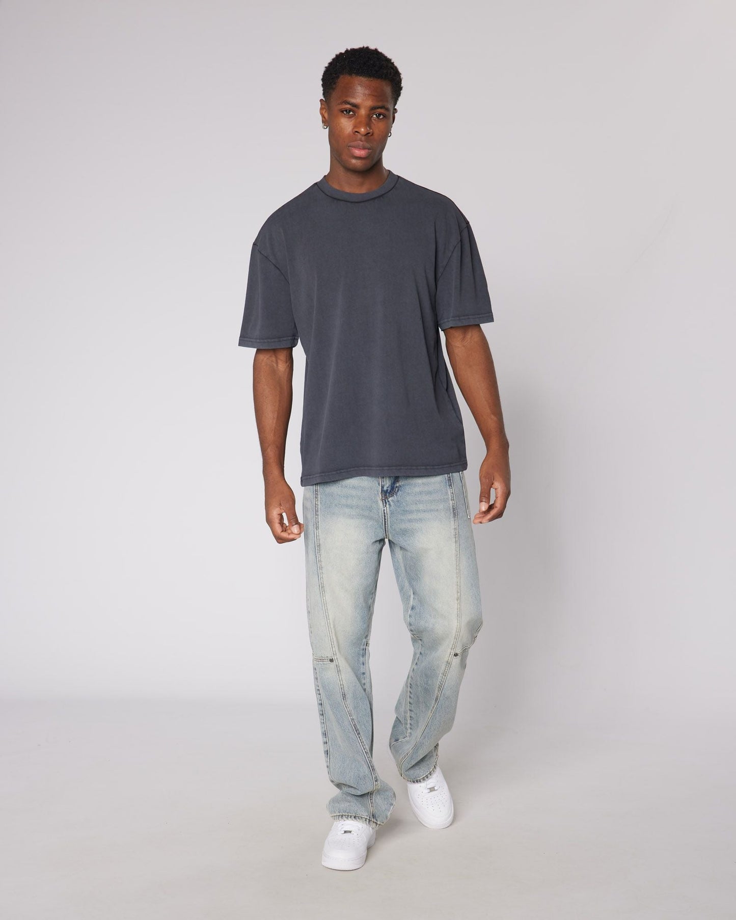 Relaxed Washed Blank Tshirt Black