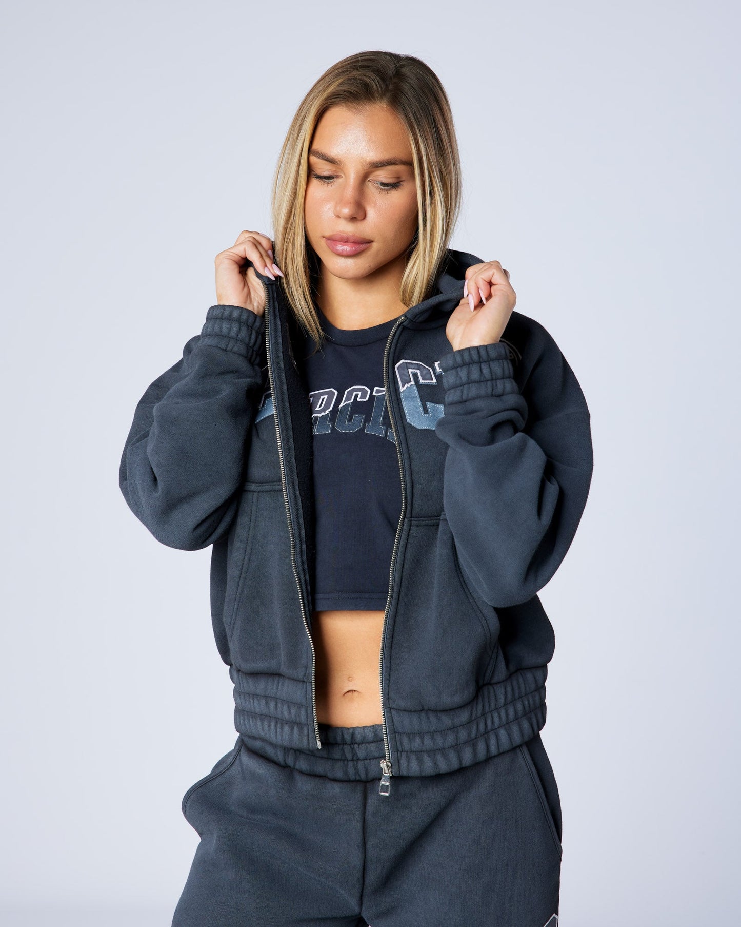 Women's Shatter zip up Washed Black