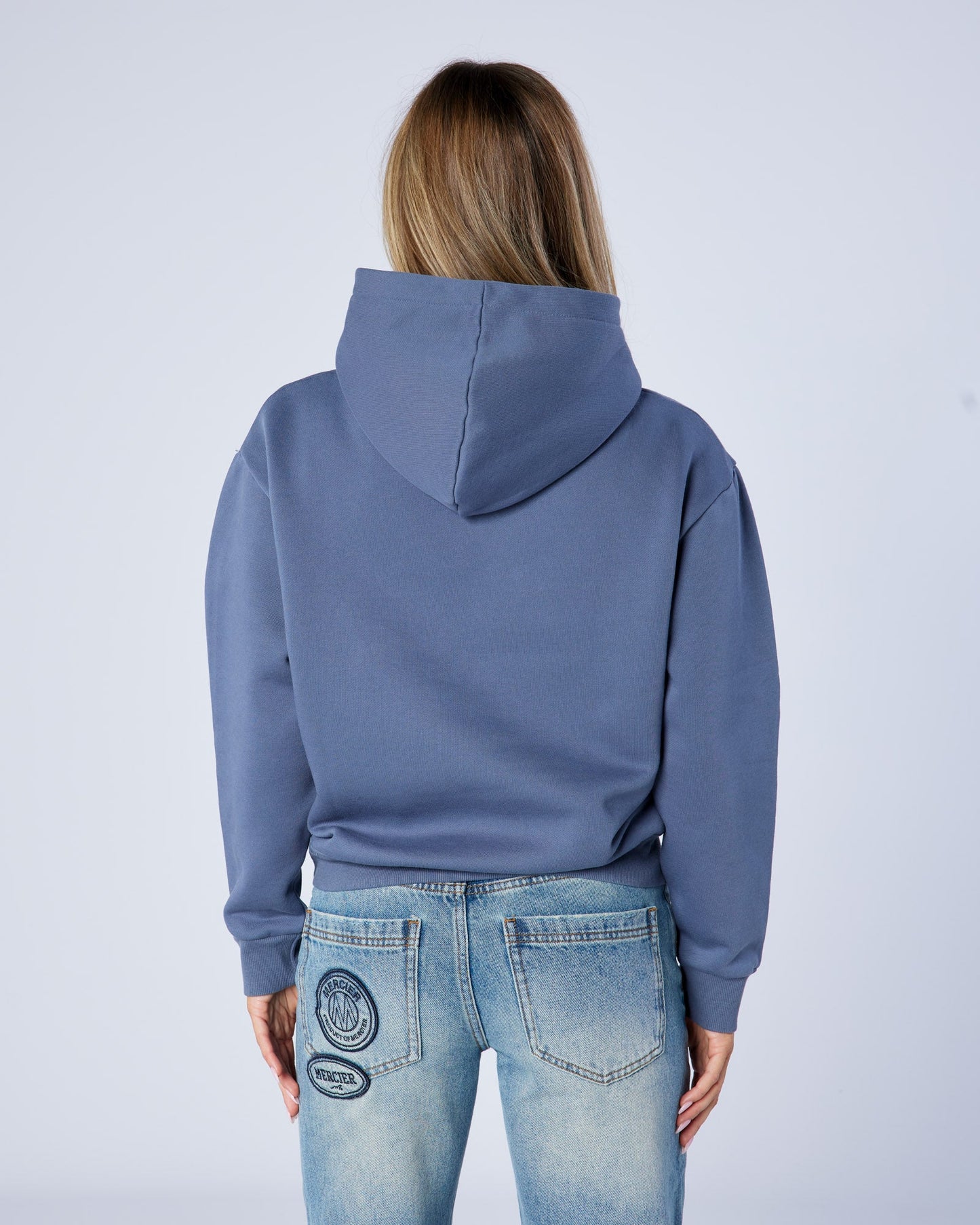Womens Raw Edge Denim Hoodie