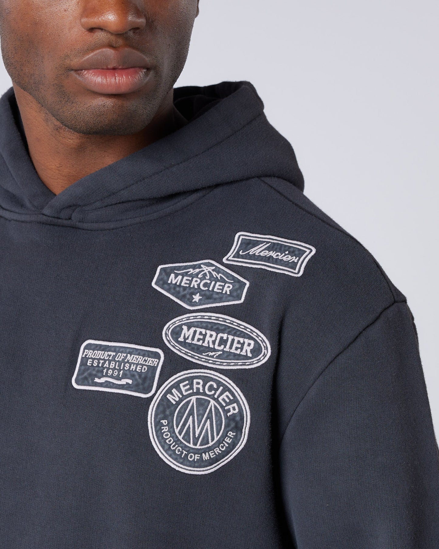 Washed Badge Hoodie Black