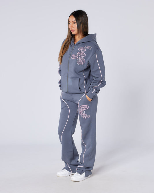 Womens New Wave Badge Hoodie Grey