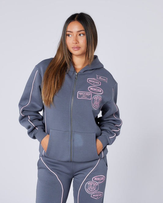 Womens New Wave Badge Hoodie Grey