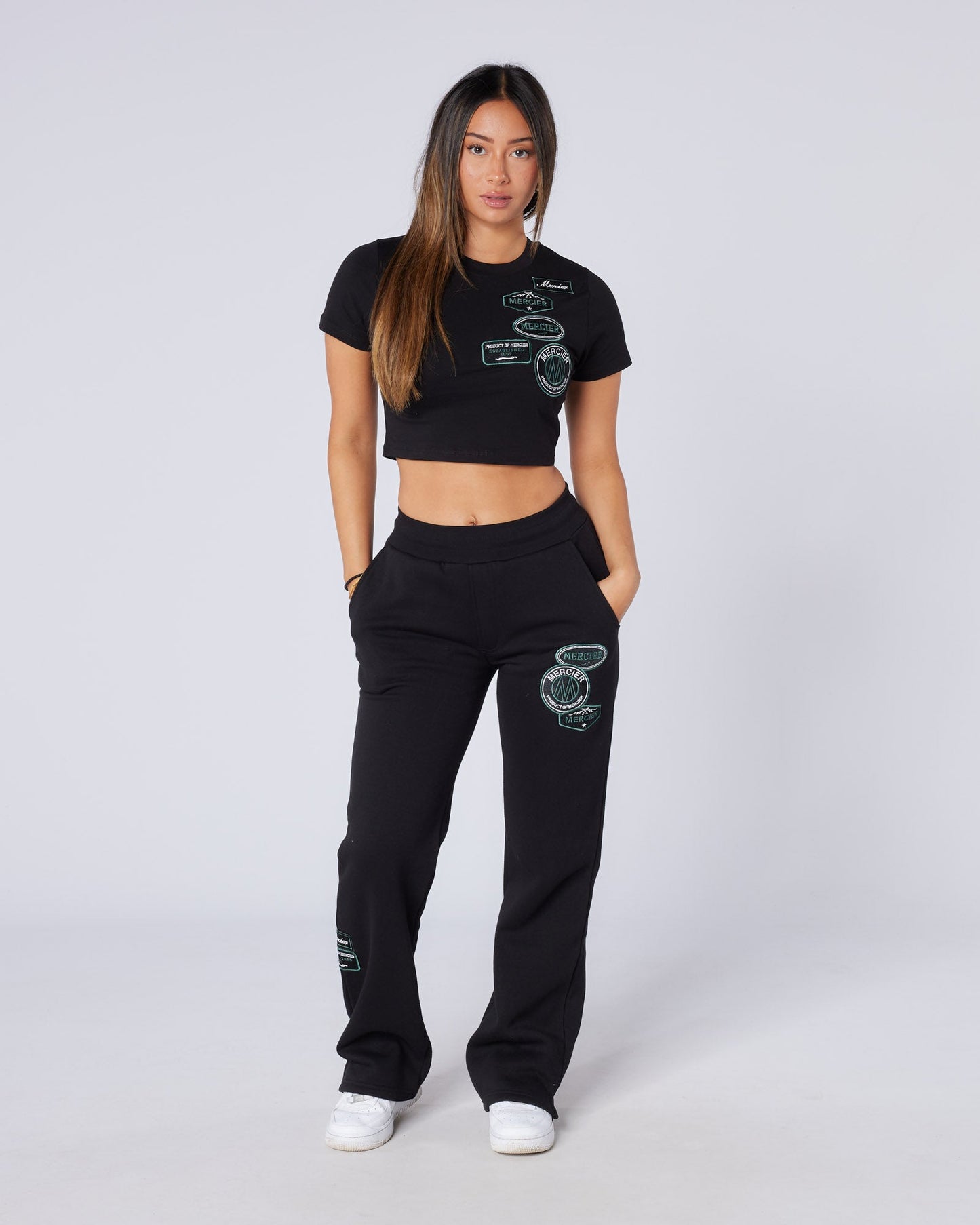 Womens Two Tone Baby Tee Black