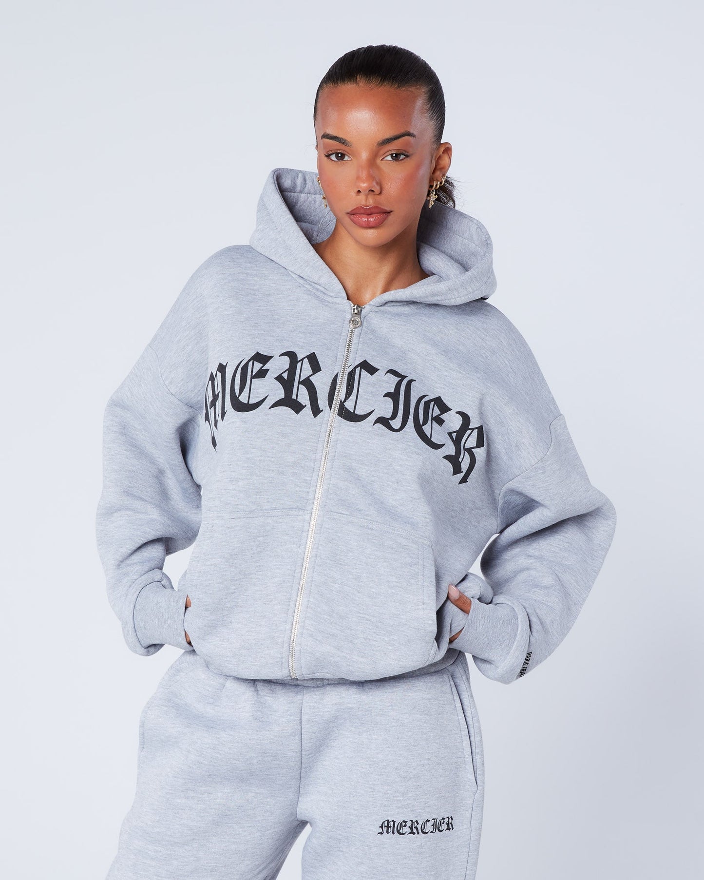 Womens Gothic Zip Hoodie Grey
