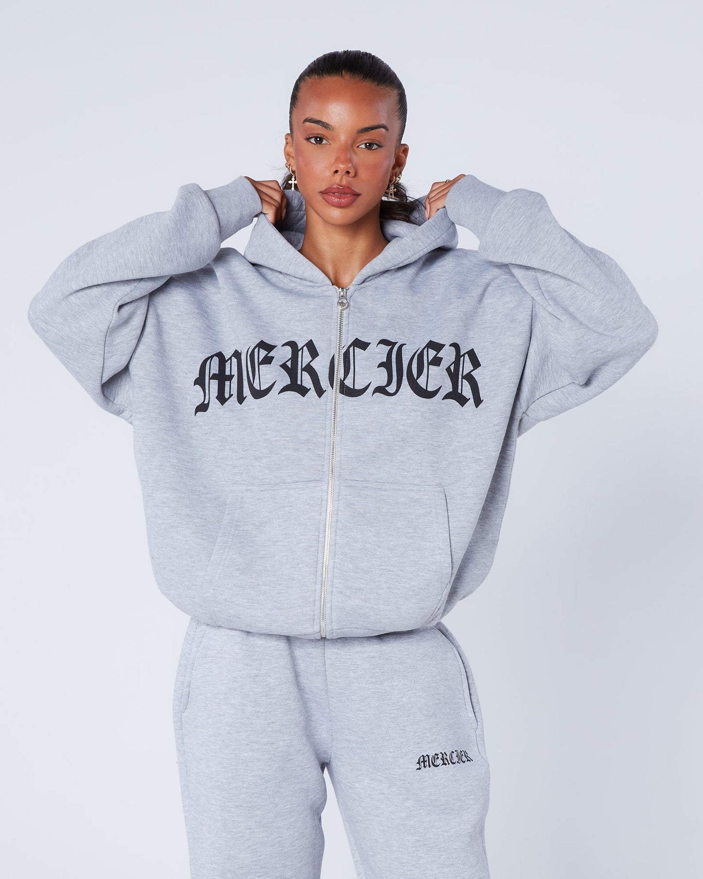 Womens Gothic Zip Hoodie Grey