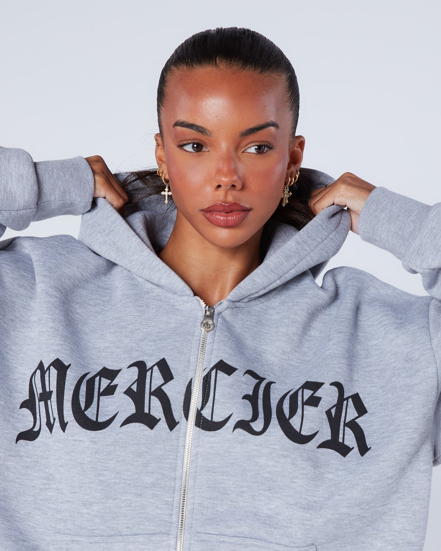 Womens Gothic Zip Hoodie Grey