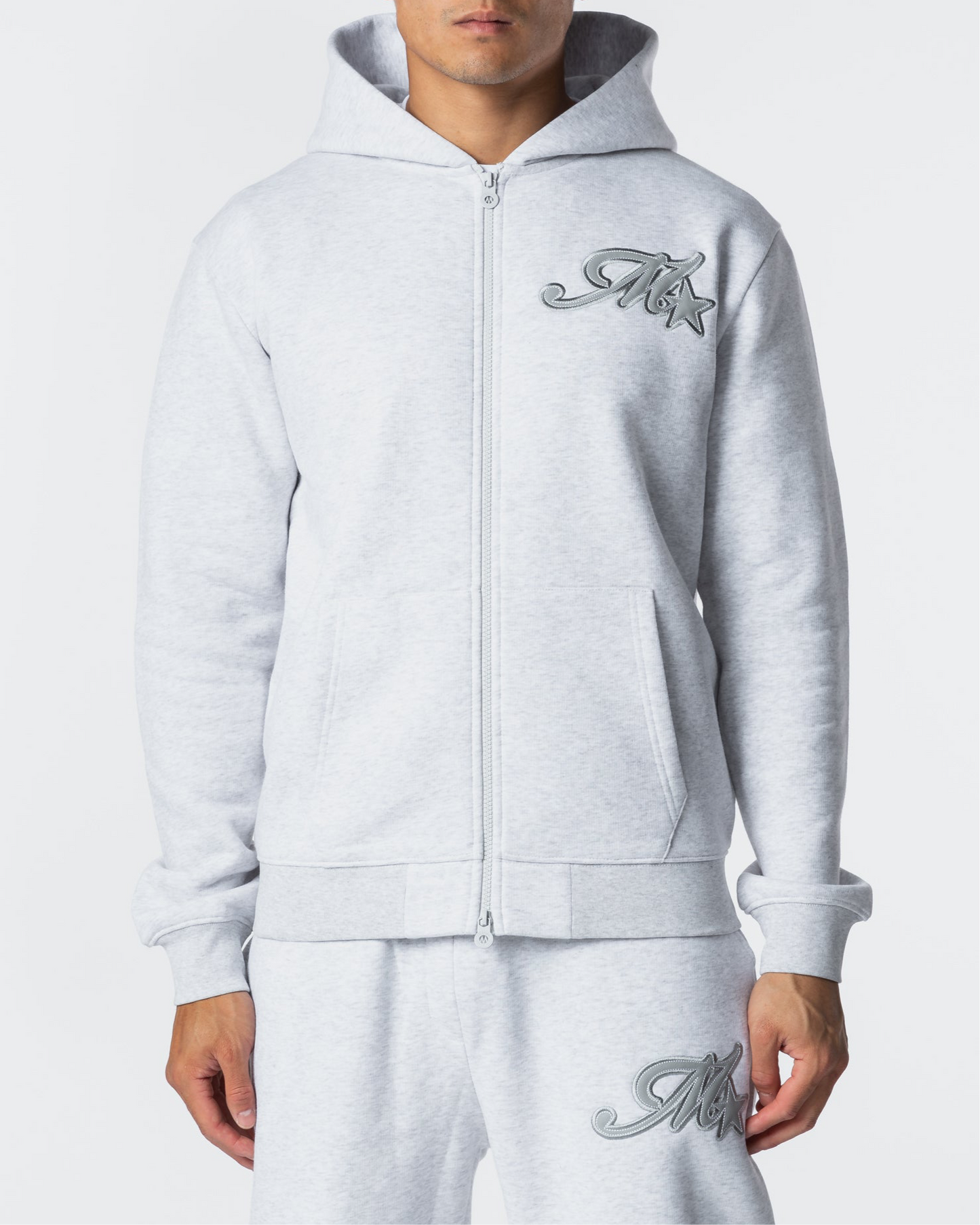 Runway Full Zip Hoodie Grey Marl