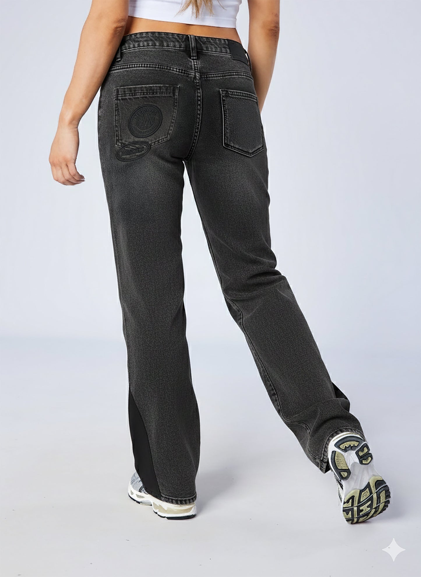 Womens Raw Edge Denim Jeans Black
