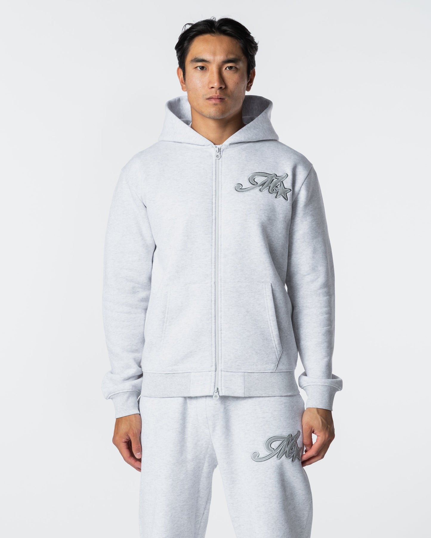 Runway Full Zip Hoodie Grey Marl