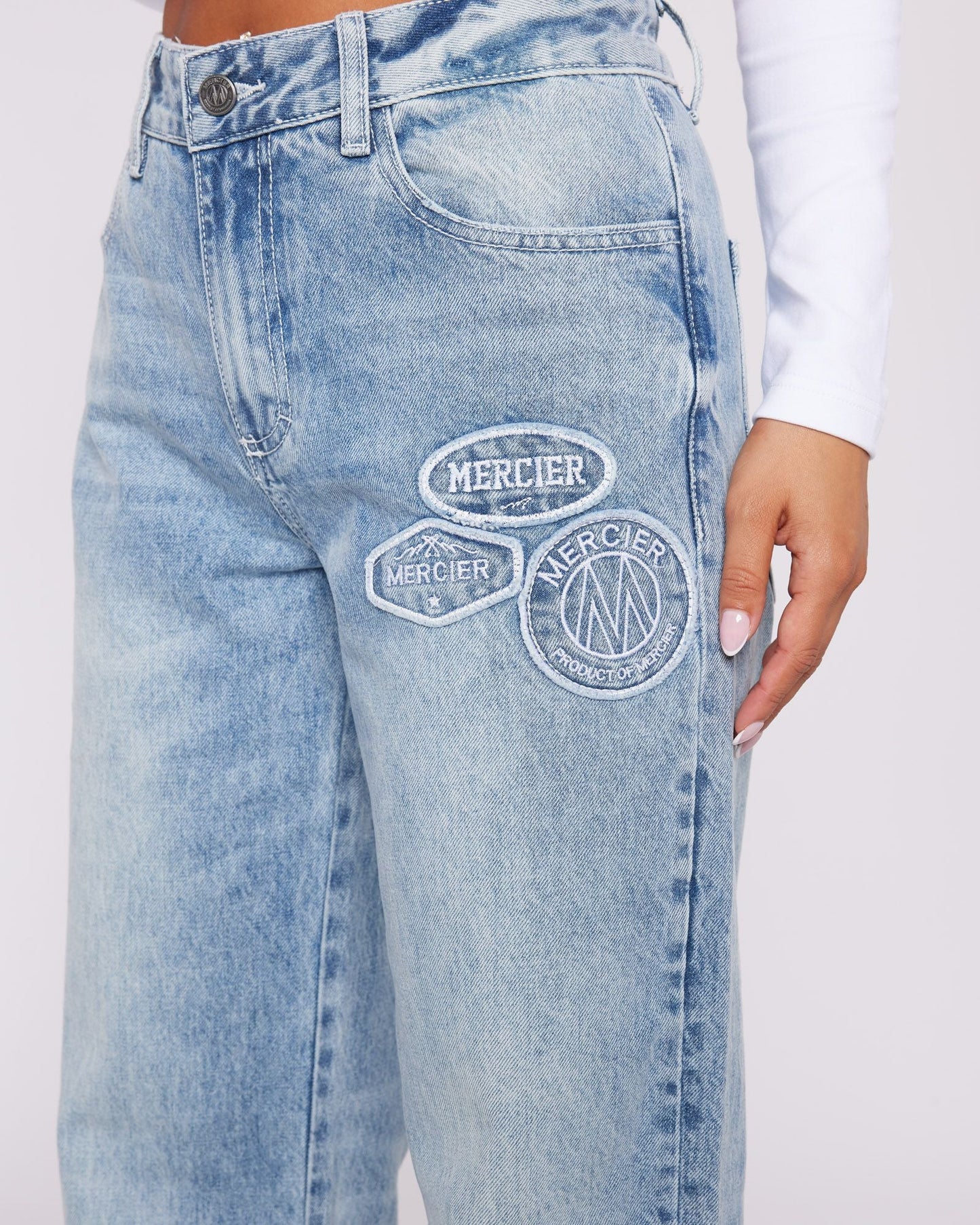 Womens OG Denim Stitch Badge Jeans Stonewash