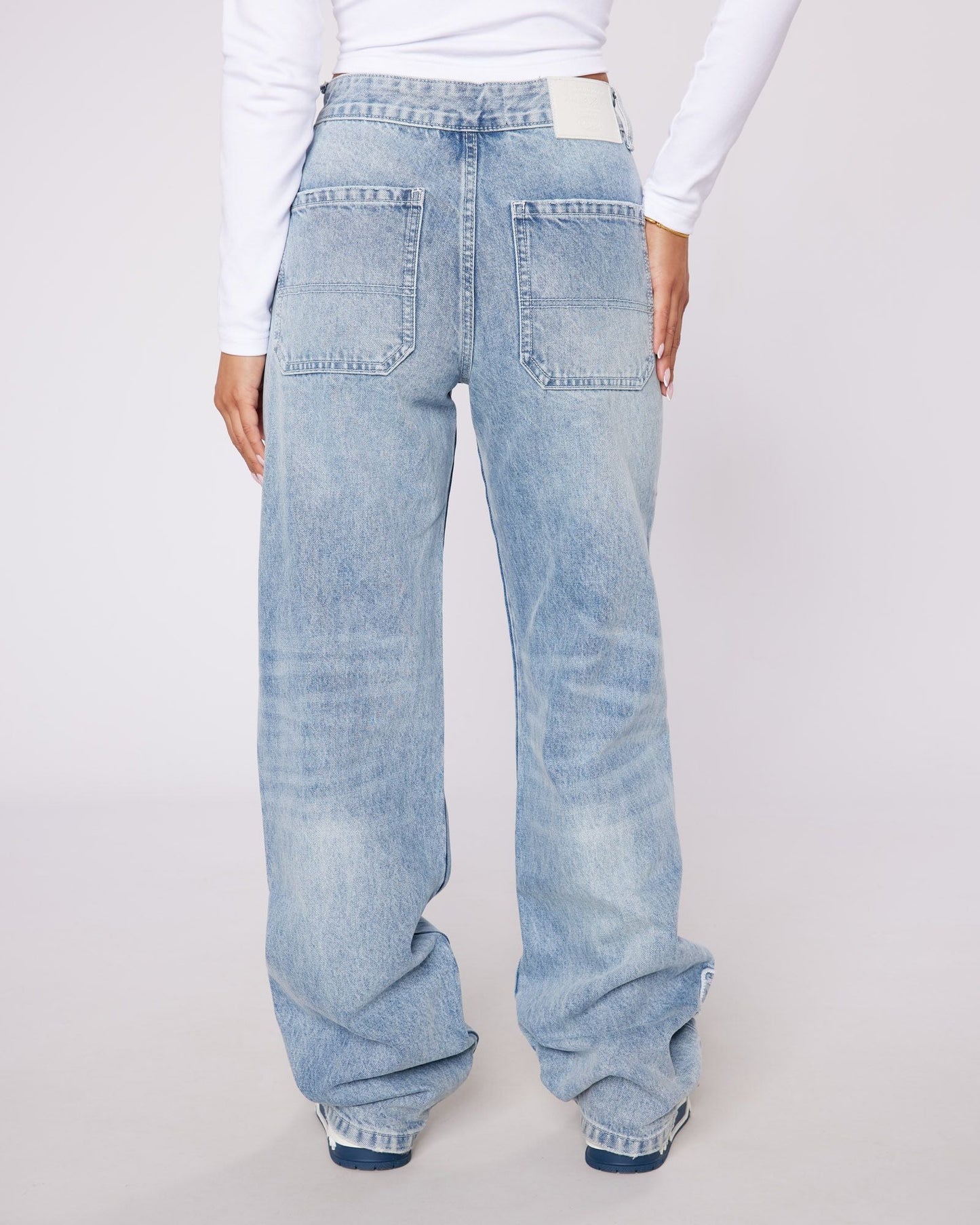 Womens OG Denim Stitch Badge Jeans Stonewash