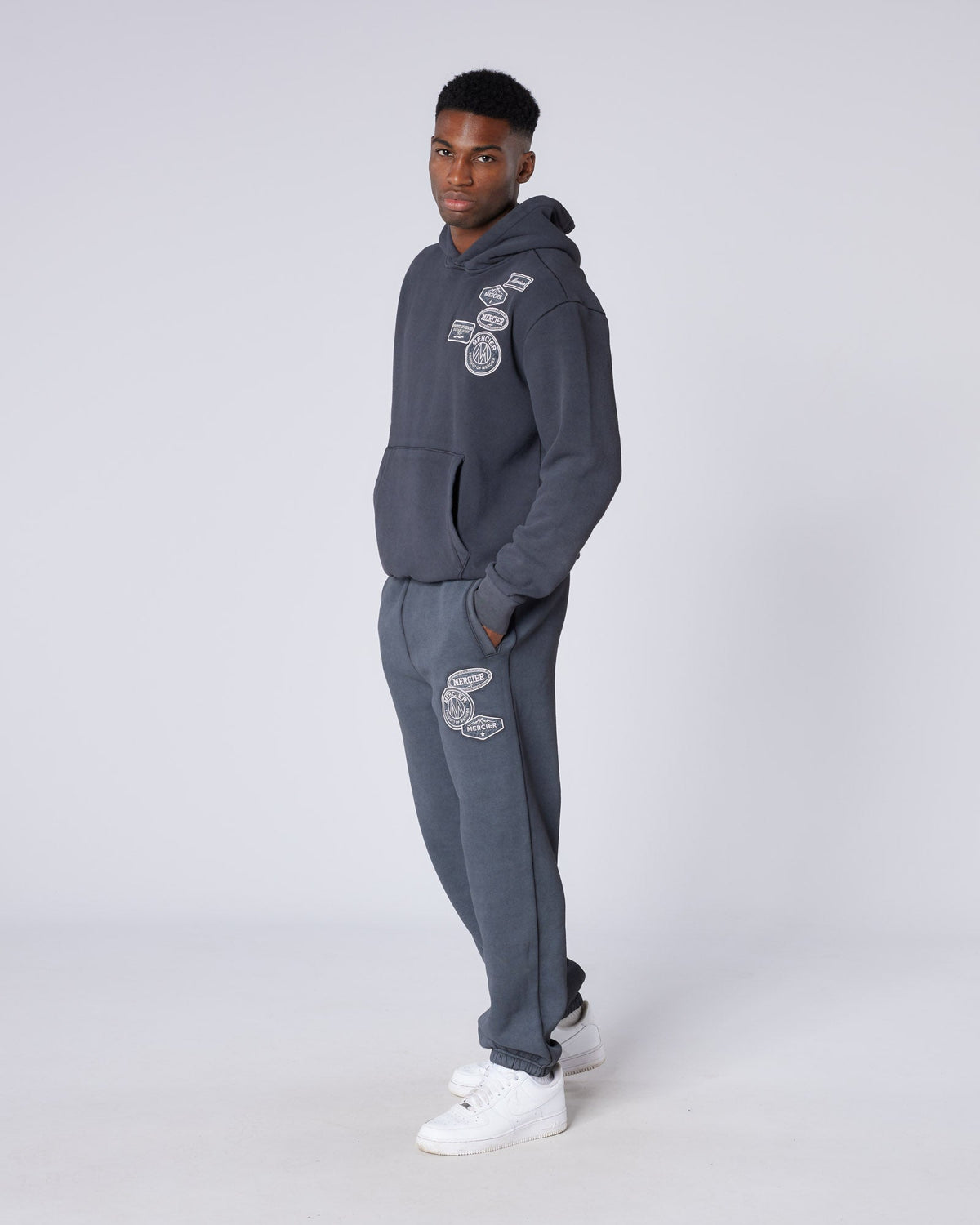 Mercier Black Bone Badge Hoodie