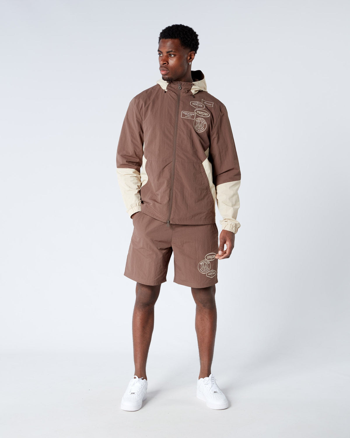 Mercier Brown Angle Badge Windbreaker
