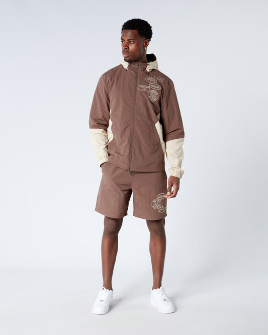 Mercier Brown Angle Badge Windbreaker
