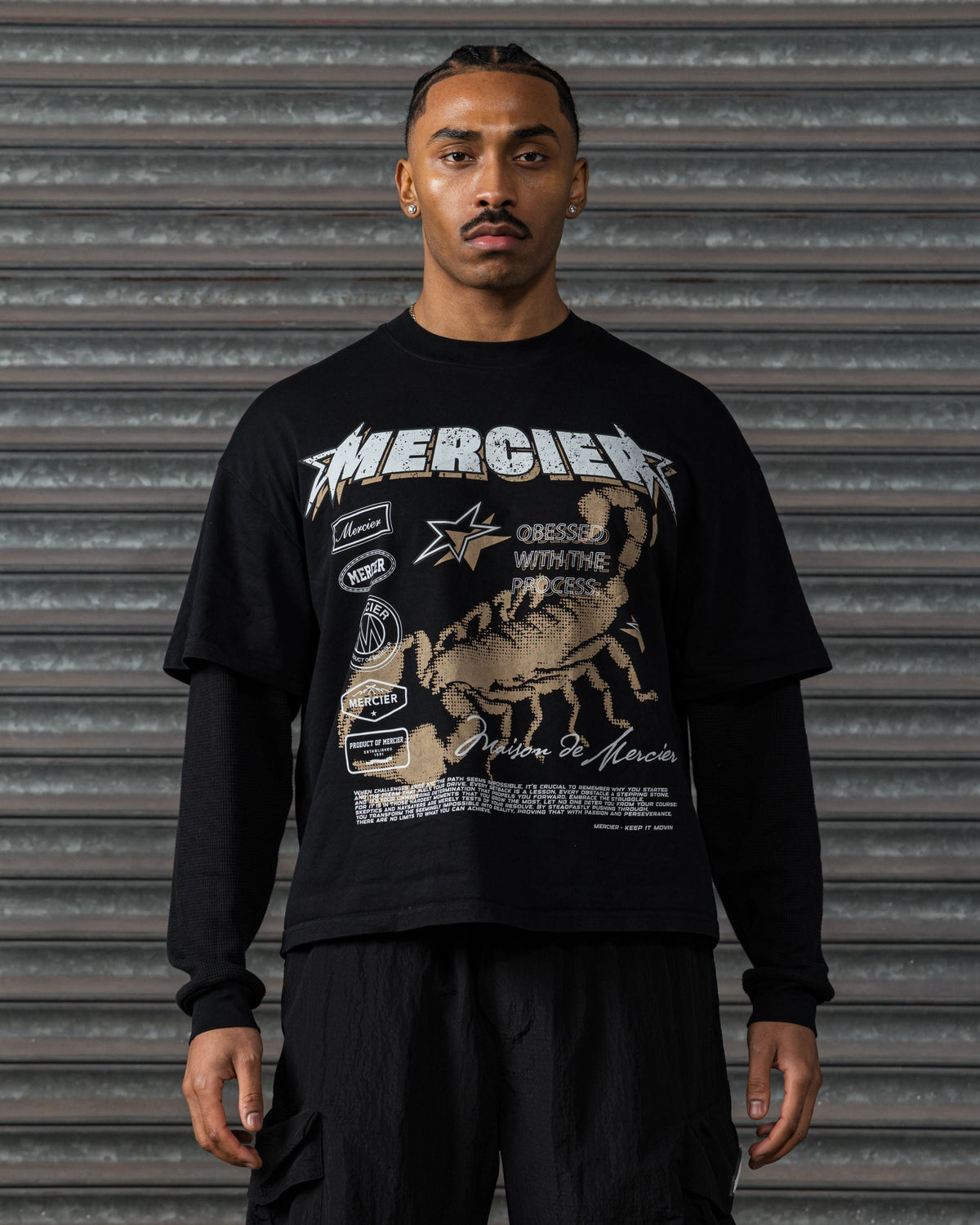 Mercier Stinger black faux layer t-shirt