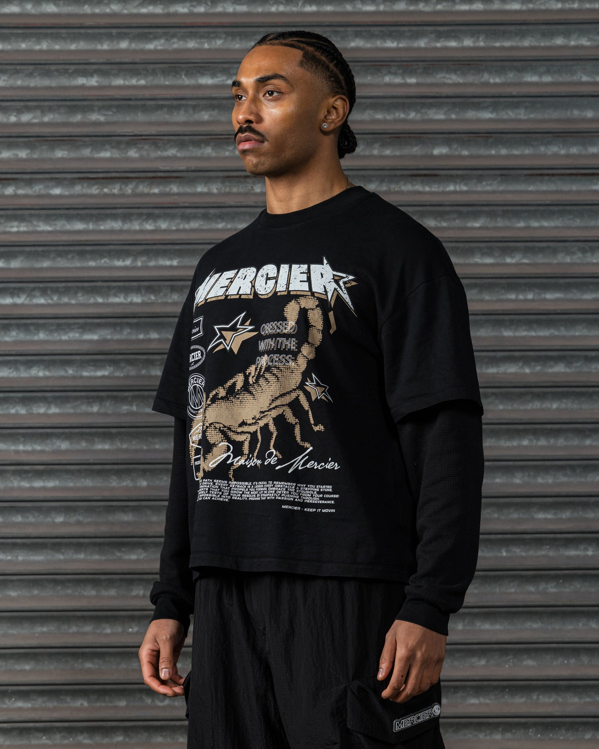 Mercier Stinger black faux layer t-shirt