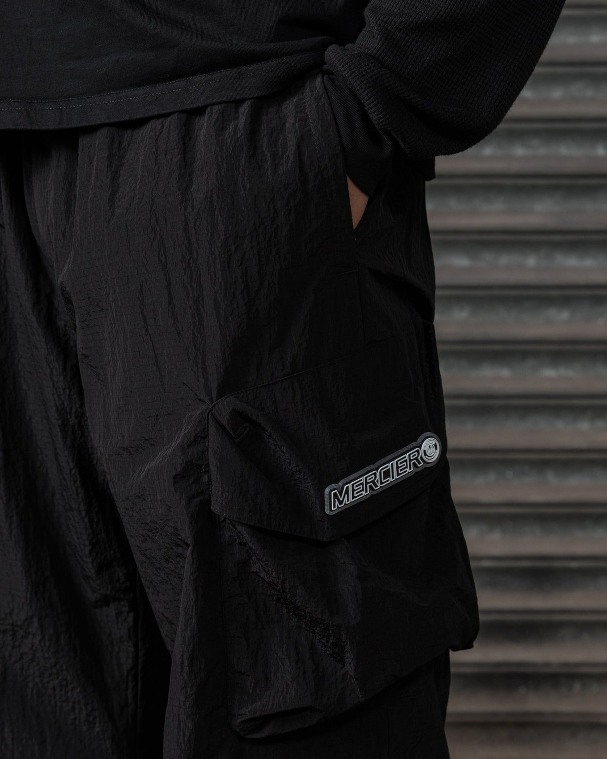 Mercier Tempo black camo cargo trousers