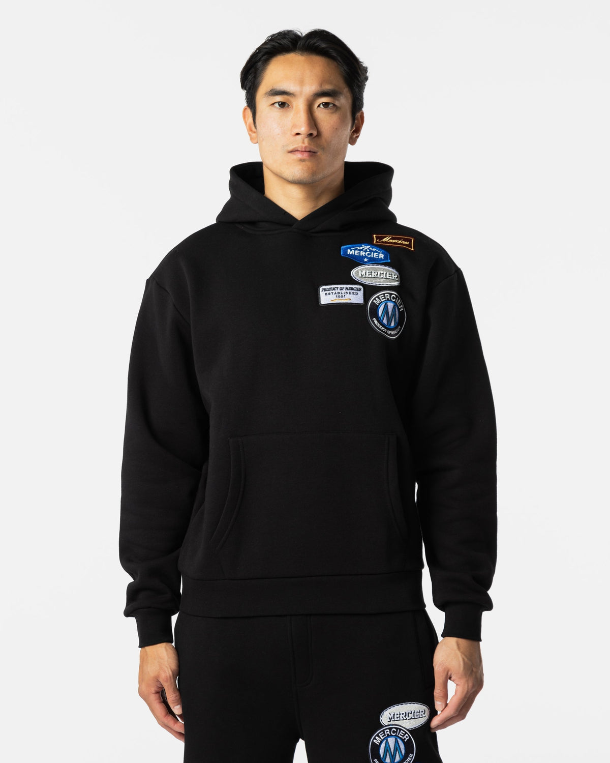 Mercier black relaxed OG badge hoodie