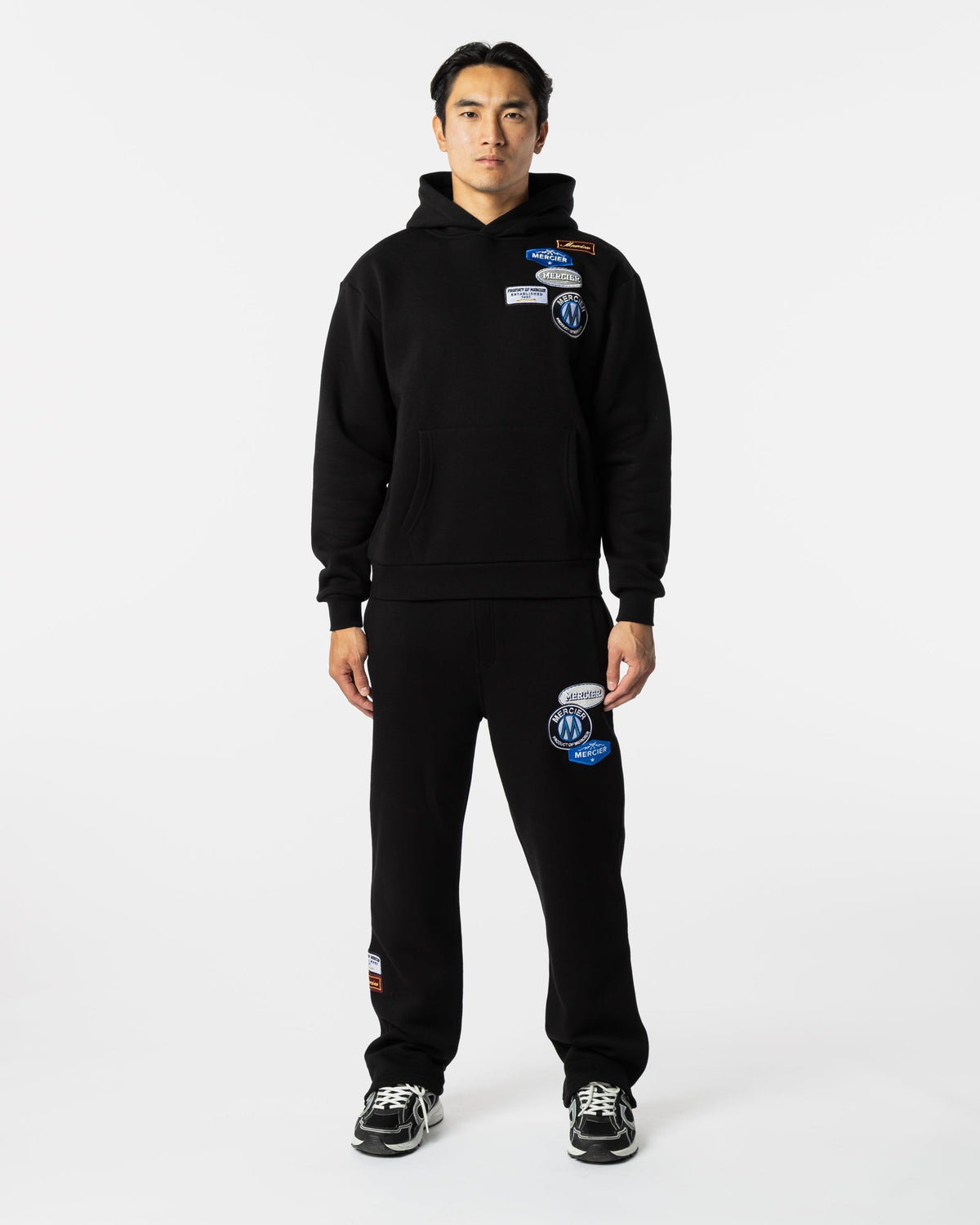 Mercier black relaxed OG badge hoodie