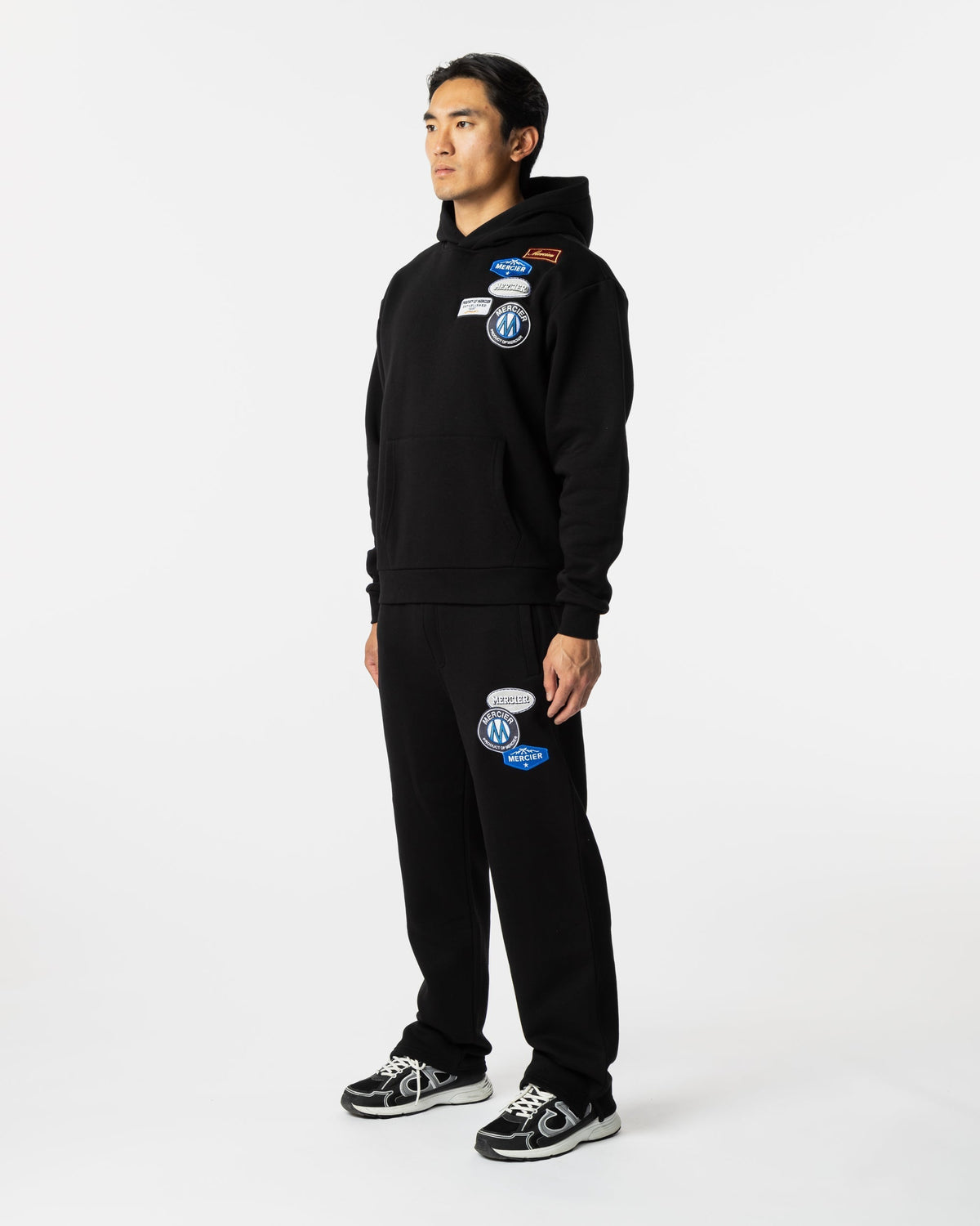 Mercier black relaxed OG badge hoodie