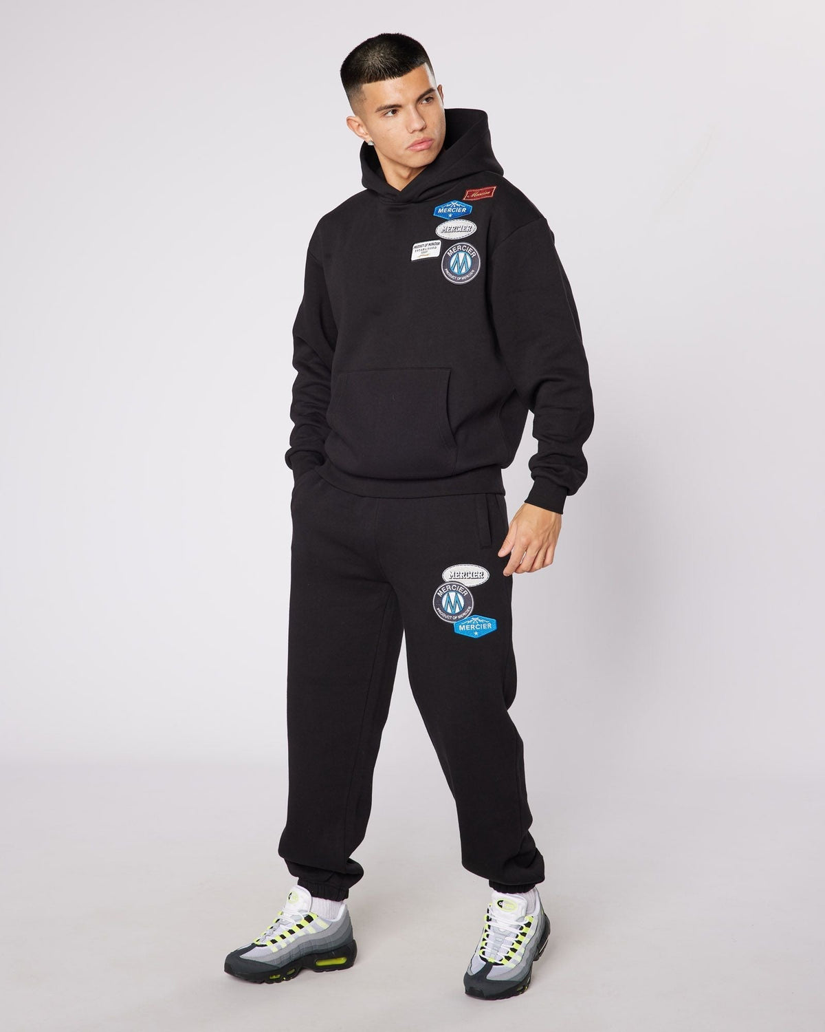 Mercier black relaxed OG badge hoodie