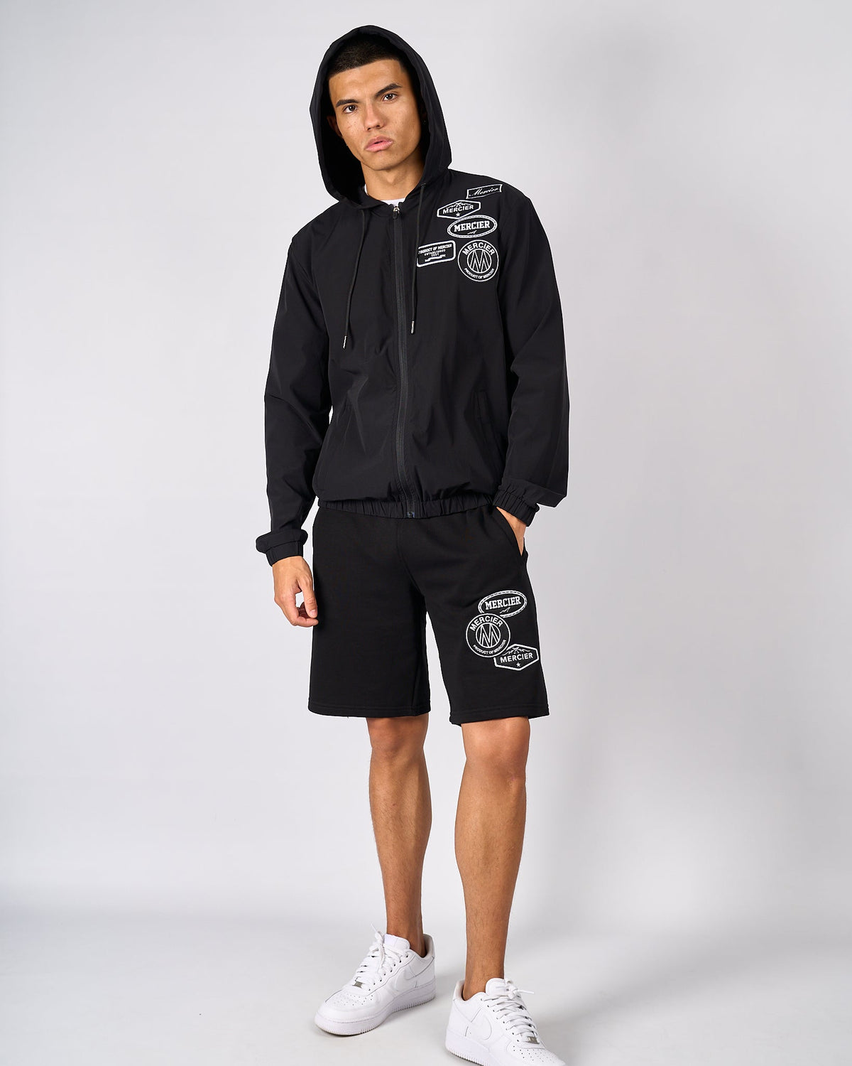 Mercier tonal badge black shorts