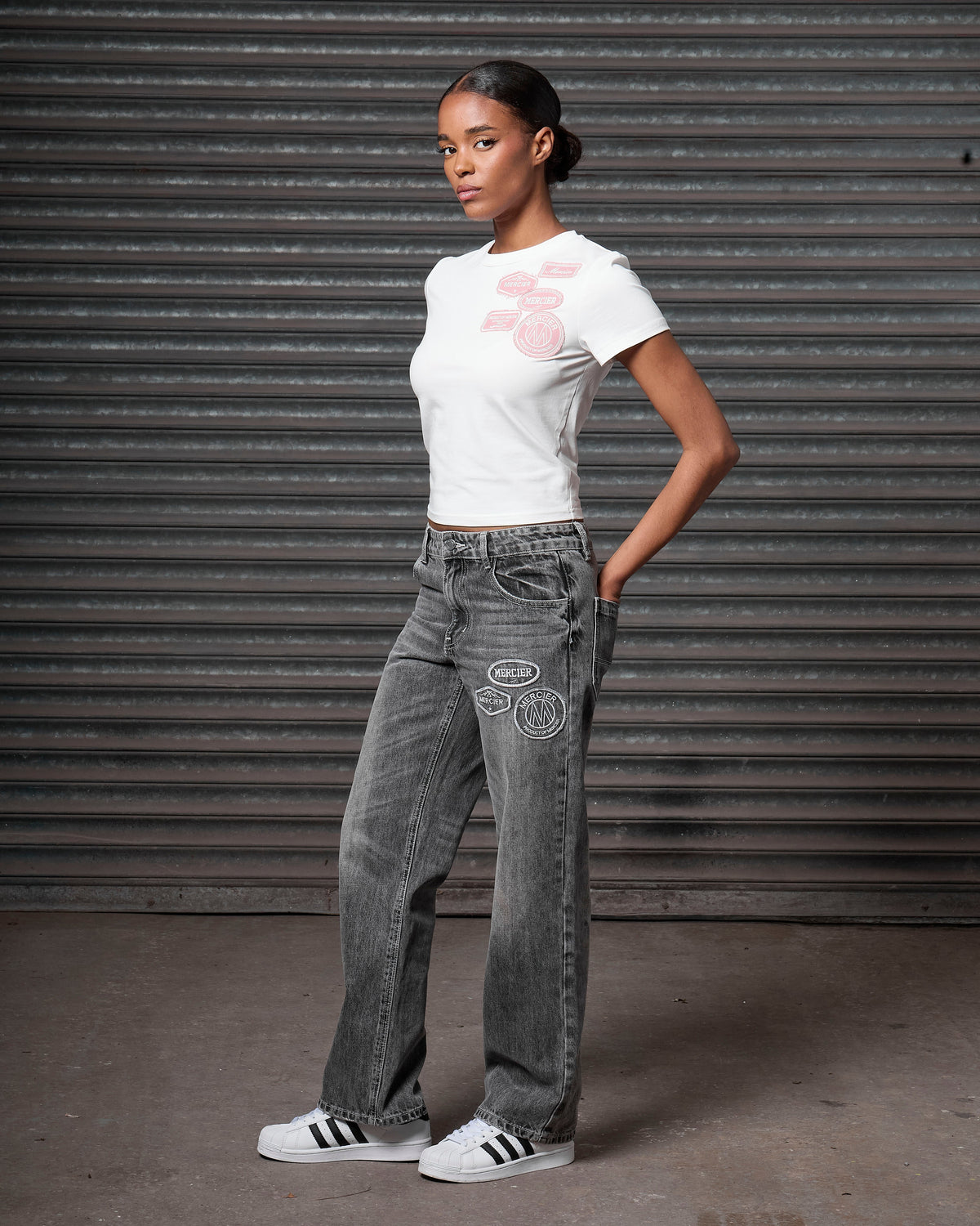 Mercier women's white pink OG baby tee