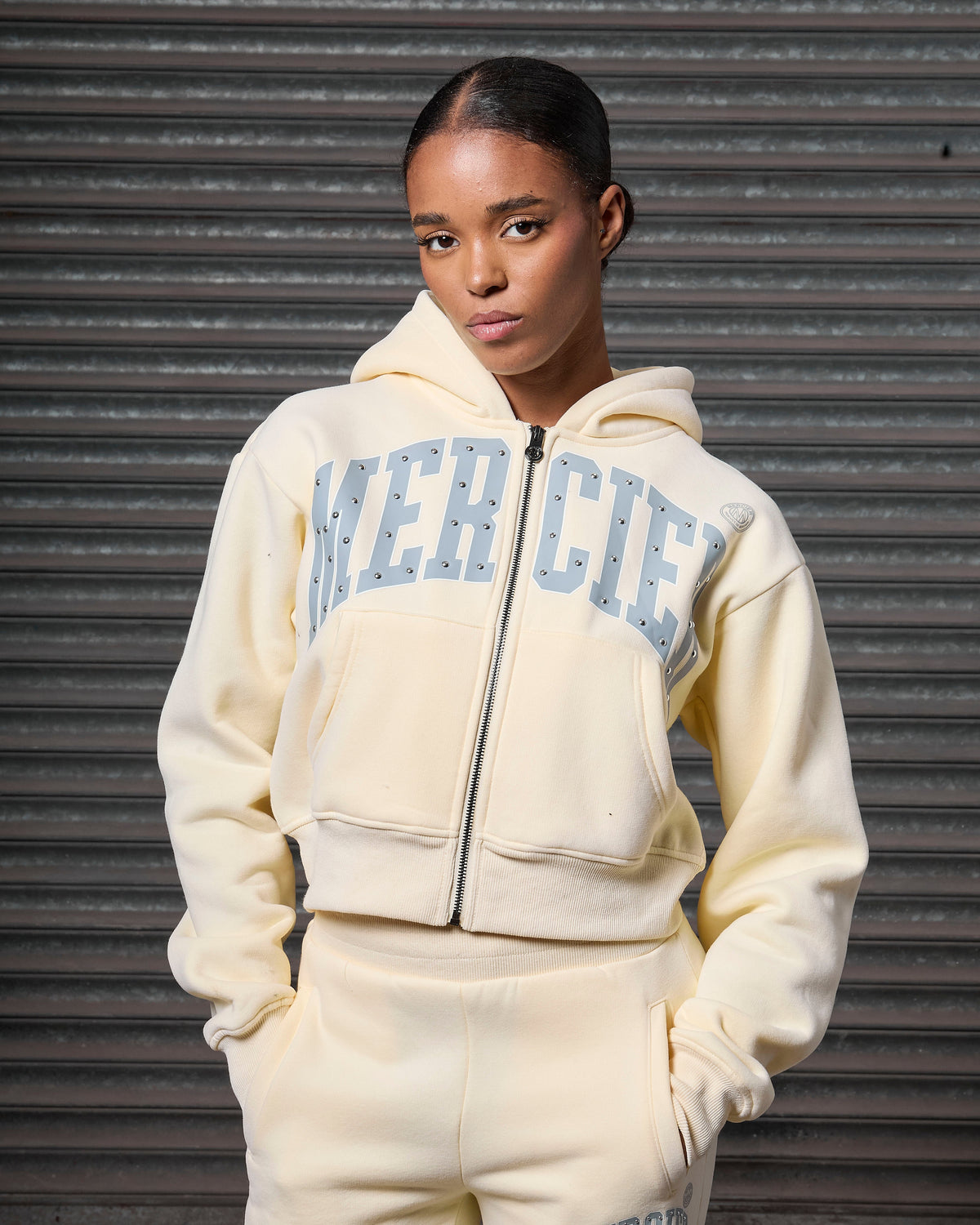 Mercier women's yellow studded hood
