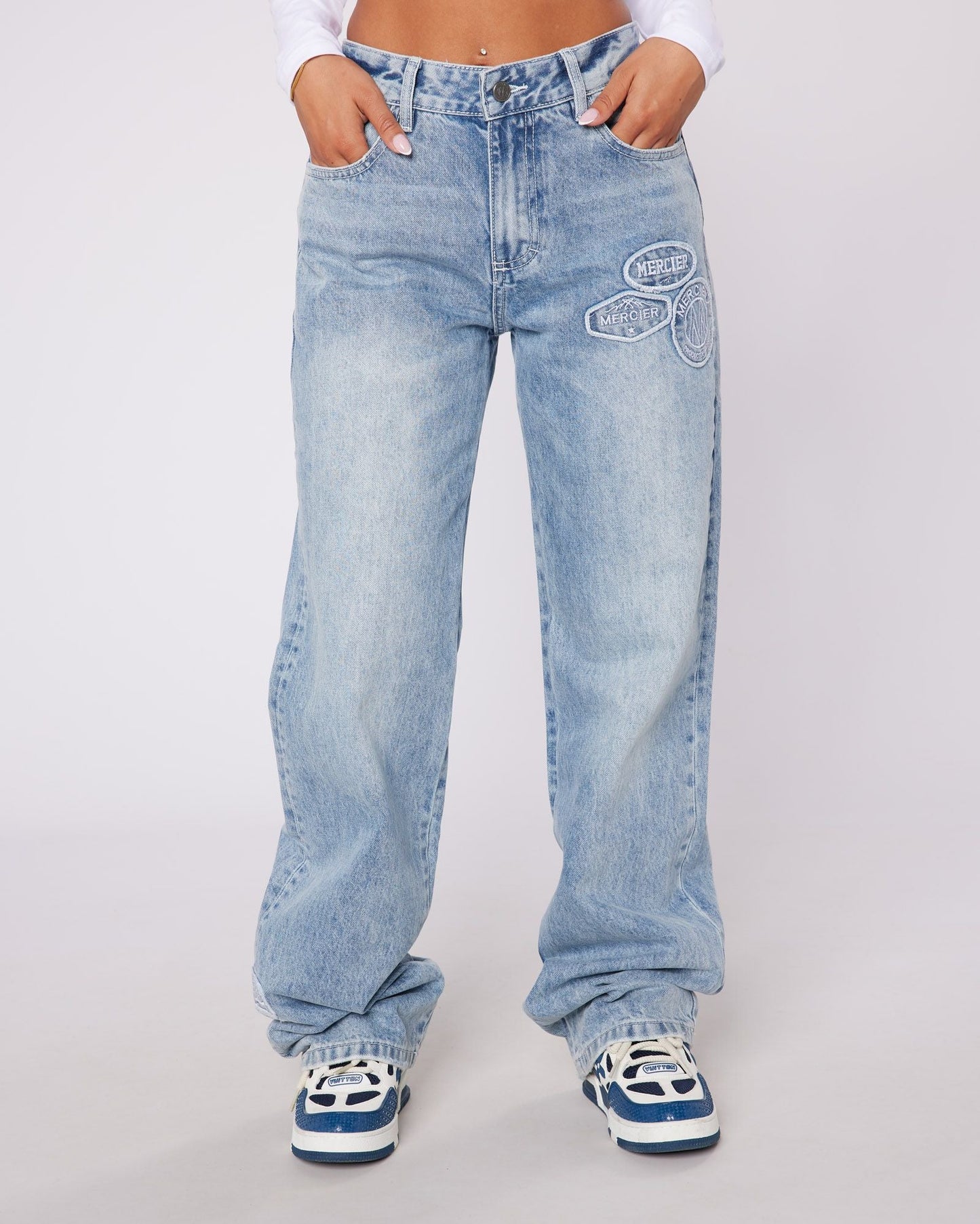 Womens OG Denim Stitch Badge Jeans Stonewash