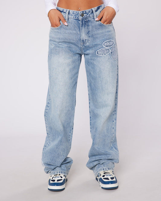 Womens OG Denim Stitch Badge Jeans Stonewash