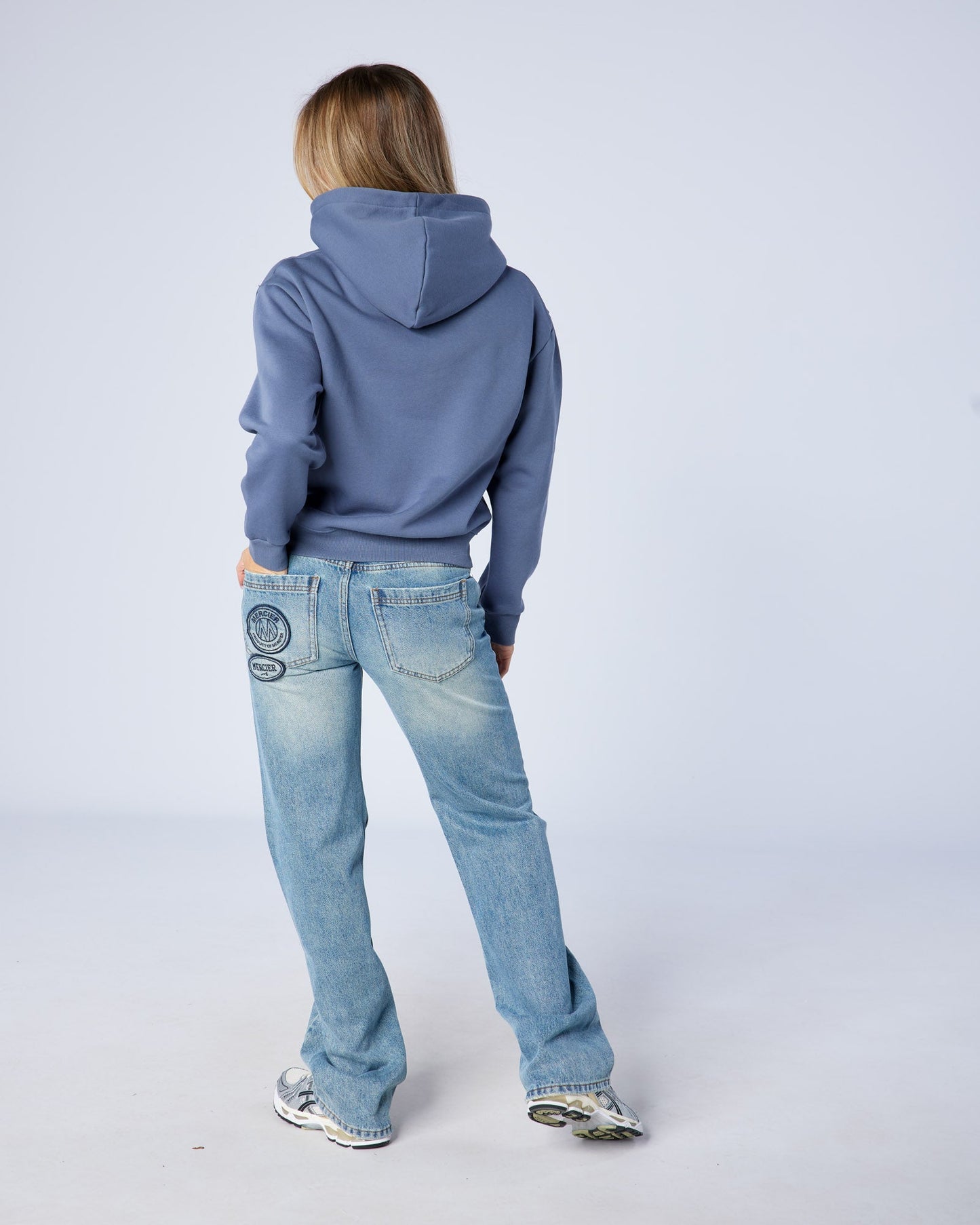 Womens Raw Edge Denim Hoodie