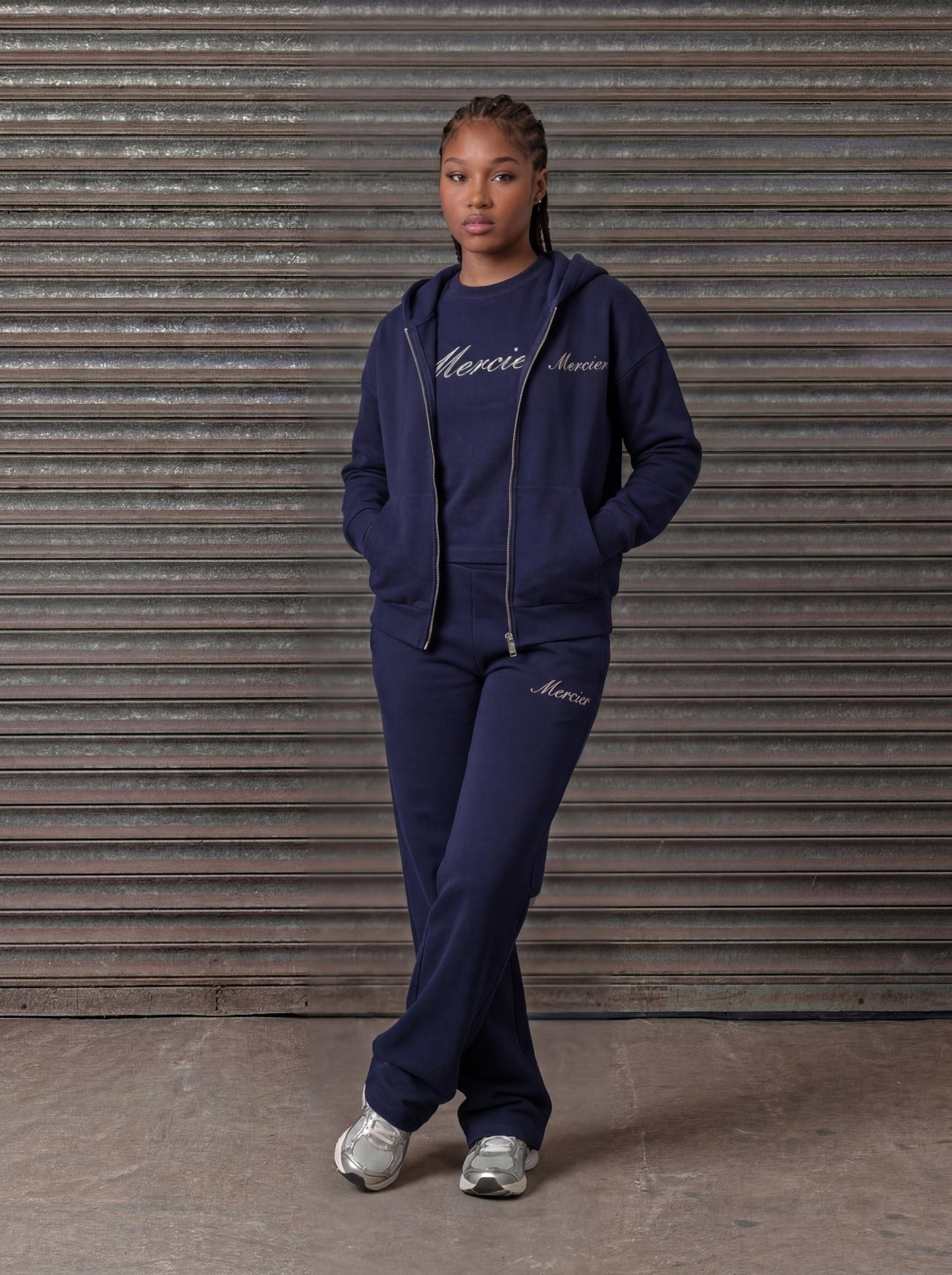 Women's Authenticity Hoodie Navy Silver