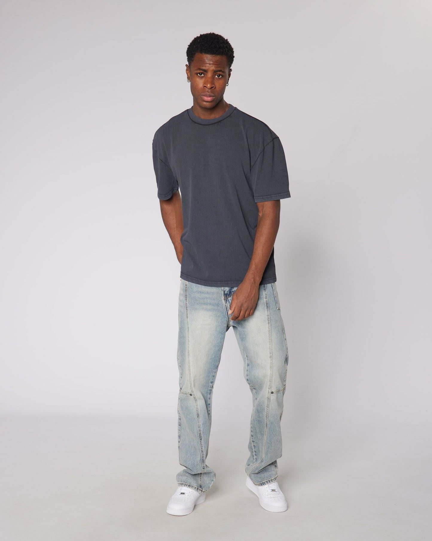 Relaxed Washed Blank Tshirt Black